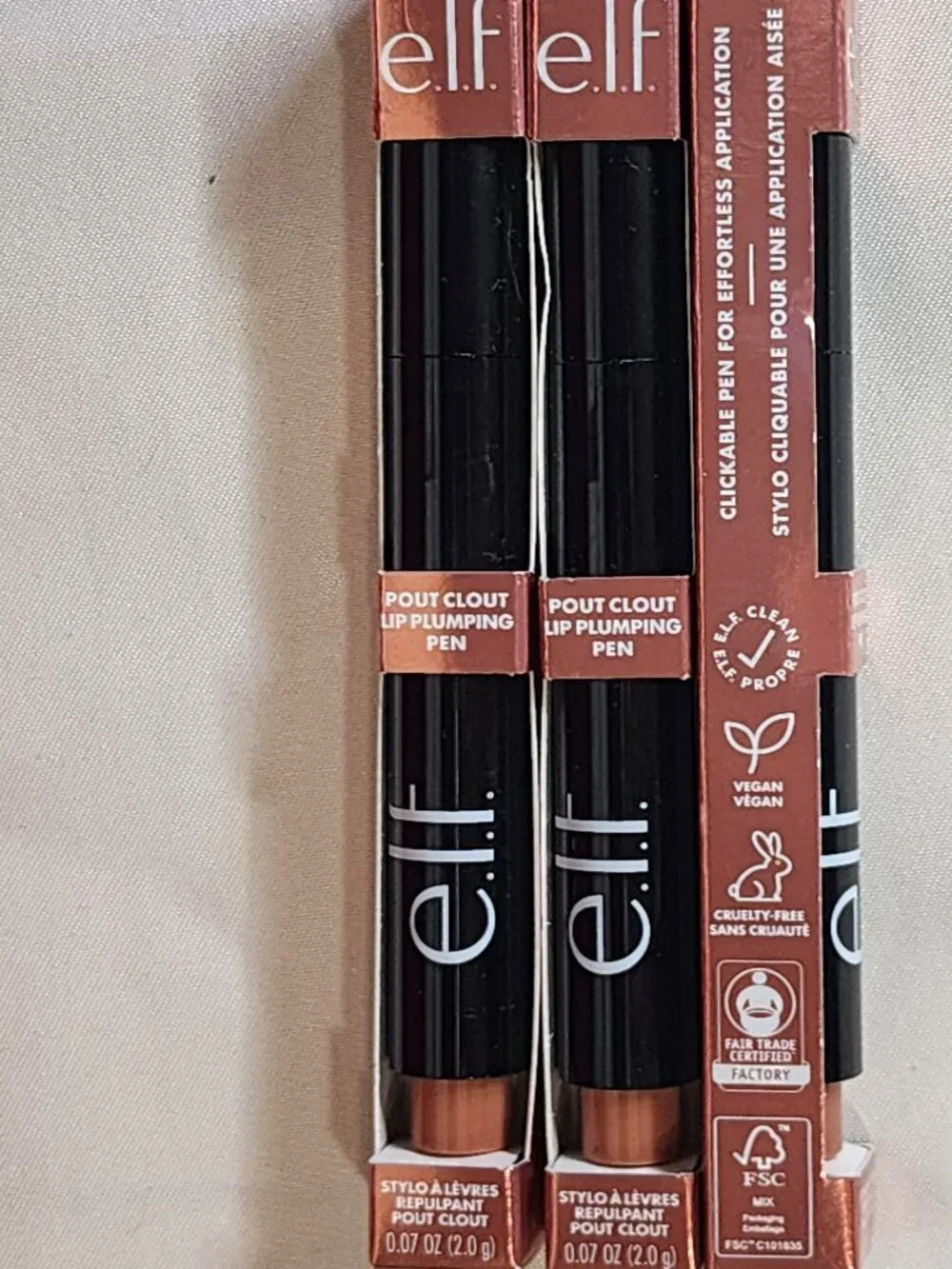 E.L.F. 3-IN-1 Lip Plumper Gloss Balm Pout Clout Plumping Pen #82293 Toasted 3CT